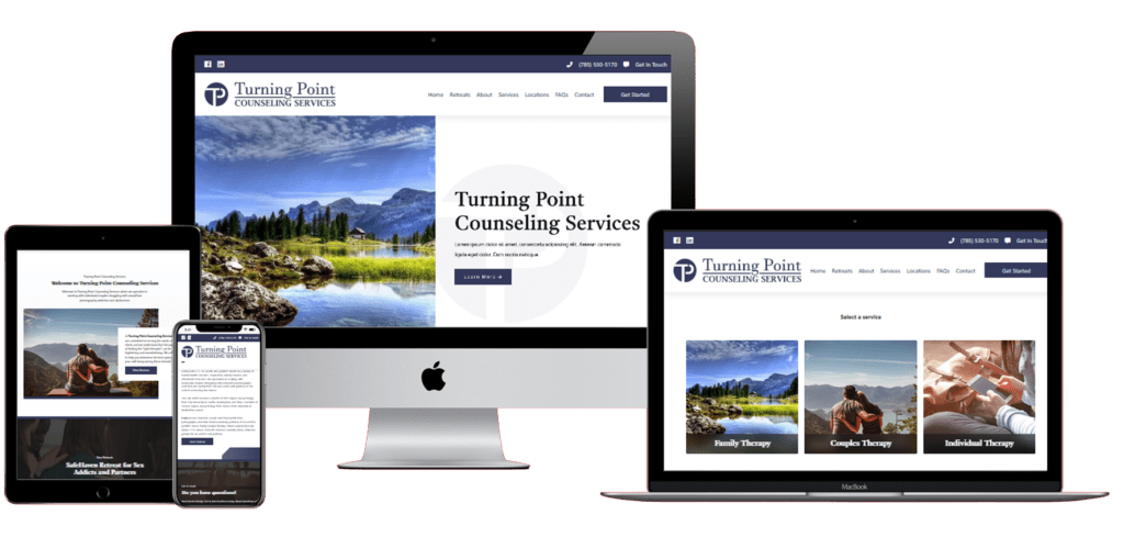 A website design for a company with a mountain view.
