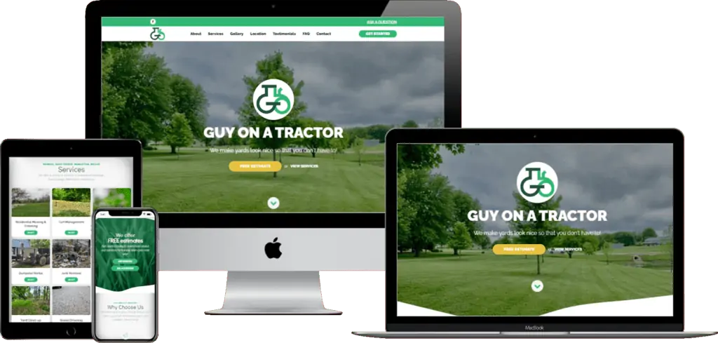 A website design for a lawn care company.