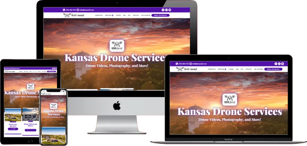 Kansas drone services website design.