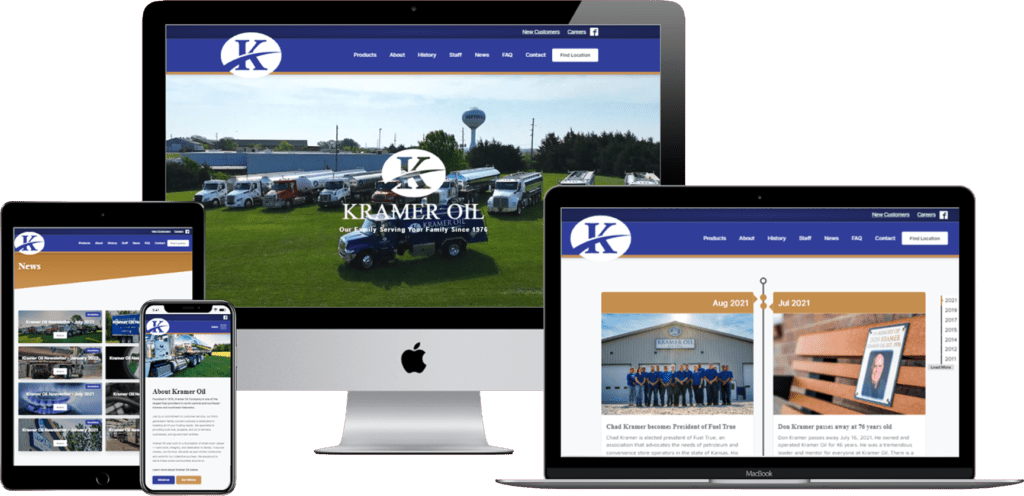 The website design for k & k trucking.