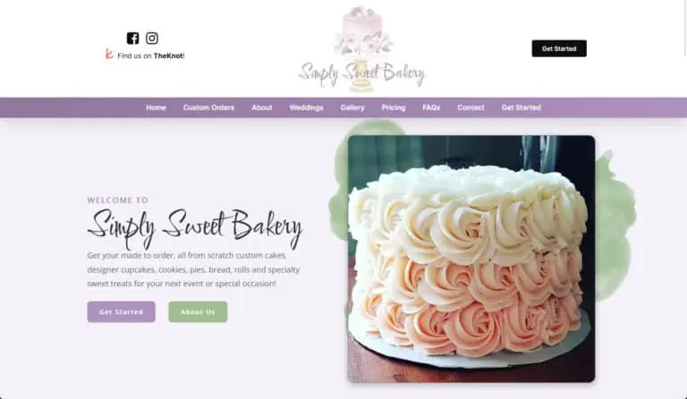 A website design for a bakery.