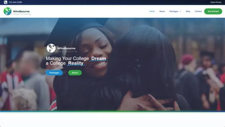 A website with a woman hugging another woman.