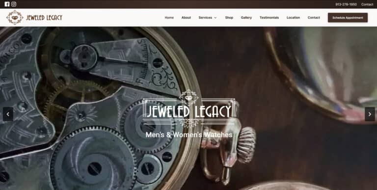 A website design for a watch store.