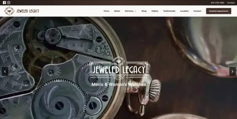 A website design for a watch store.