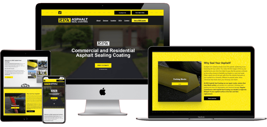 A website for a construction company with a yellow and black design.