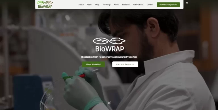 A website with a man in a lab coat.