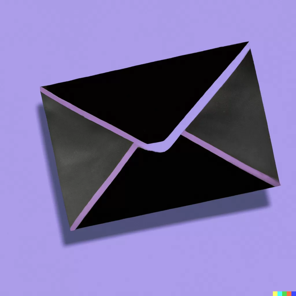 Black envelope on purple background